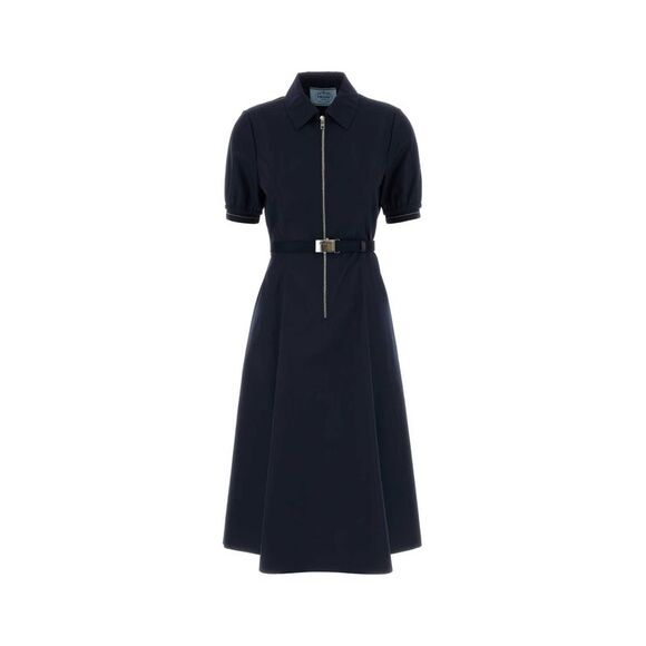 Prada Women Navy Blue Poplin Dress
